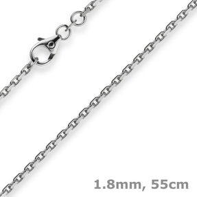 1,8mm Kette Collier Ankerkette Halskette 750 Gold Weißgold 55cm Unisex