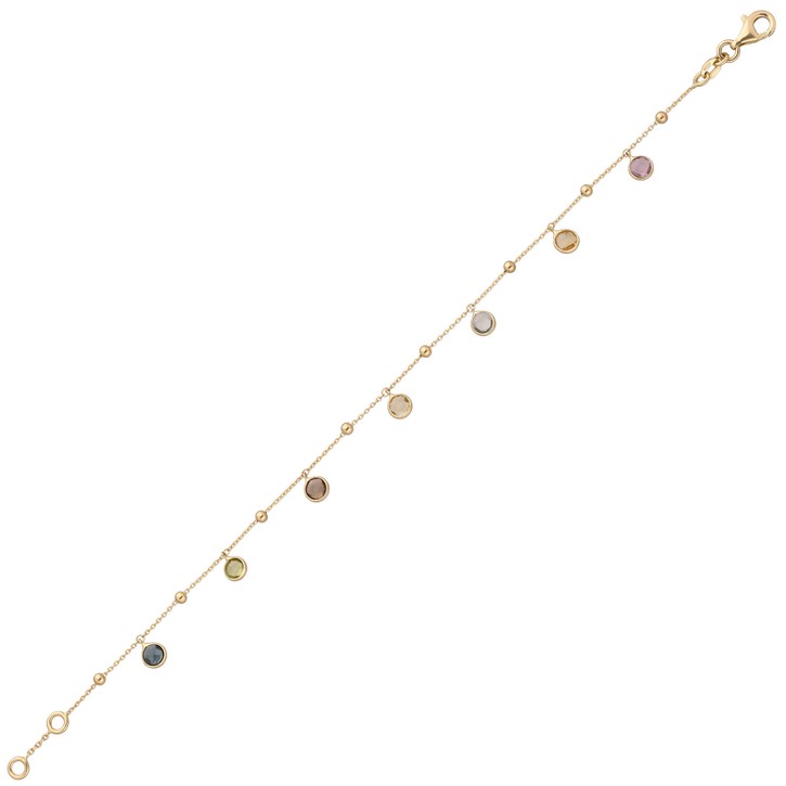 Armband aus 585 Gelbgold mit Edelsteinen multicolor 19cm