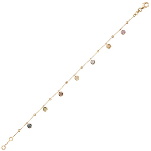 Armband aus 585 Gelbgold mit Edelsteinen multicolor 19cm