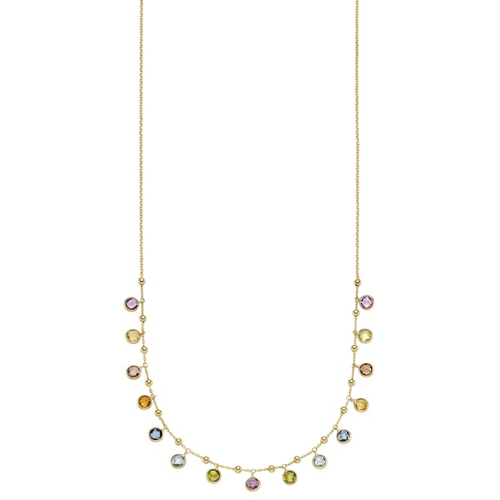 Collier aus 585 Gelbgold mit Edelsteinen multicolor 45cm