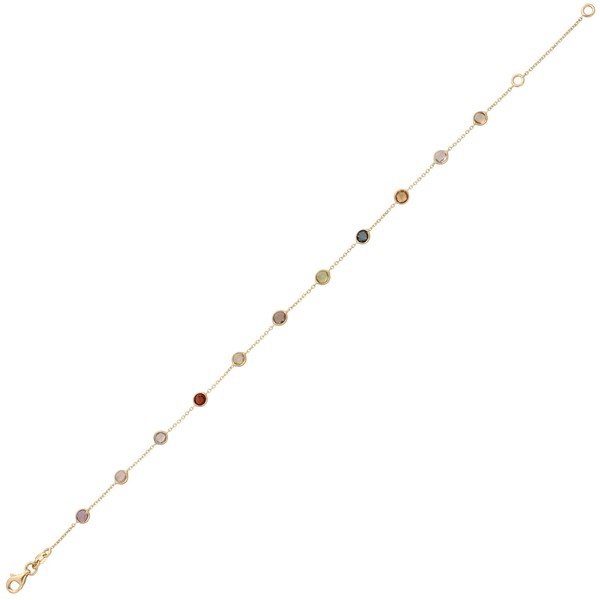 Fußkette aus 585 Gold mit Edelsteinen 25cm