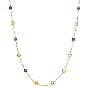 Collier 585 Gold mit Amethyst Granat Blautopas Citrin Peridot Rauchquarz 45cm Collier 585 Gold mit Amethyst Granat Blautopas Citrin Peridot Rauchquarz 45cm