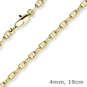 4mm Steg-Ankerarmband Armband Armkette aus 585 Gold Gelbgold 19cm