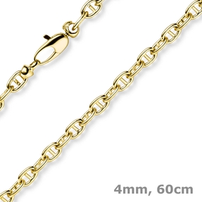 4mm Steg-Ankerkette Kette Collier Halskette aus 585 Gold Gelbgold 60cm 4mm Steg-Ankerkette Kette Collier Halskette aus 585 Gold Gelbgold 60cm
