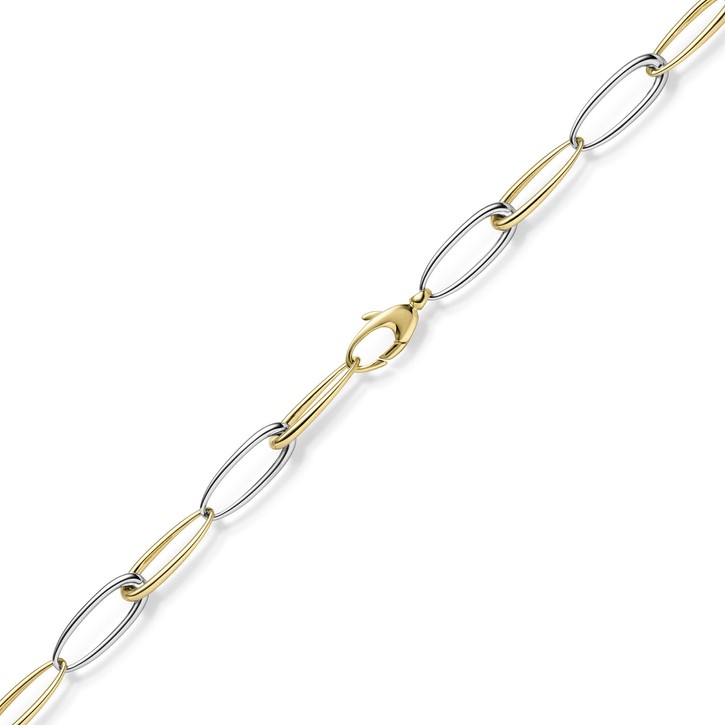 10mm Halskette aus 585 Gold gelb weiß 50cm