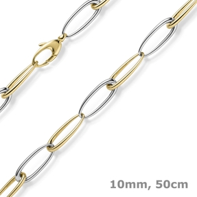 10mm Halskette Collier Phantasiekette aus 585 Gold Gelbgold Weißgold 50cm 10mm Halskette Collier Phantasiekette aus 585 Gold Gelbgold Weißgold 50cm