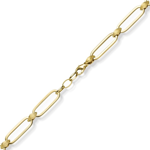 9.5mm Armband Paper-Clip aus 585 Gelbgold teilmattiert 21cm