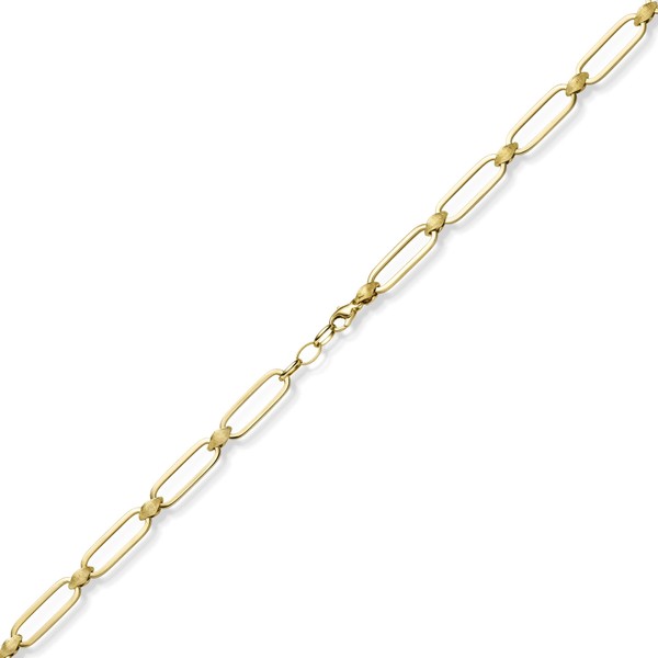 9.5mm Armband Paper-Clip aus 585 Gelbgold teilmattiert 21cm