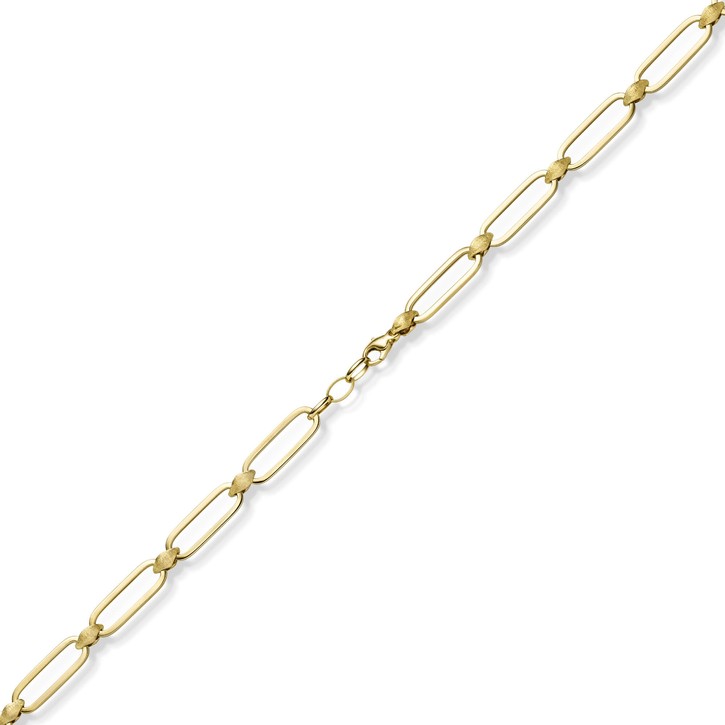 9.5mm Collier Paper-Clip Kette aus 585 Gelbgold teilmattiert 50cm