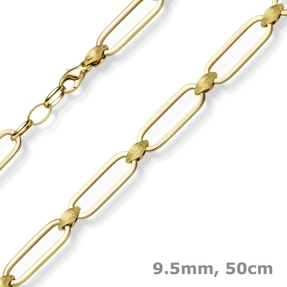 9,5mm Halskette Collier Paper-Clip Kette aus 585 Gold Gelbgold teilmattiert 50cm 9,5mm Halskette Collier Paper-Clip Kette aus 585 Gold Gelbgold teilmattiert 50cm