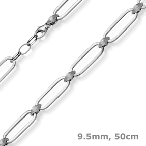 9,5mm Halskette Collier Paper-Clip Kette aus 585 Gold Weißgold teilmattiert 50cm 9,5mm Halskette Collier Paper-Clip Kette aus 585 Gold Weißgold teilmattiert 50cm