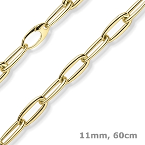 11mm Halskette Collier Paper-Clip Phantasie-Kette aus 585 Gold Gelbgold 60cm 11mm Halskette Collier Paper-Clip Phantasie-Kette aus 585 Gold Gelbgold 60cm