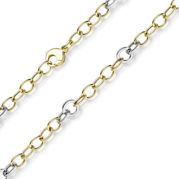 9.5mm Ringel-Kette Collier aus 585 Gold gelb weiß 45cm