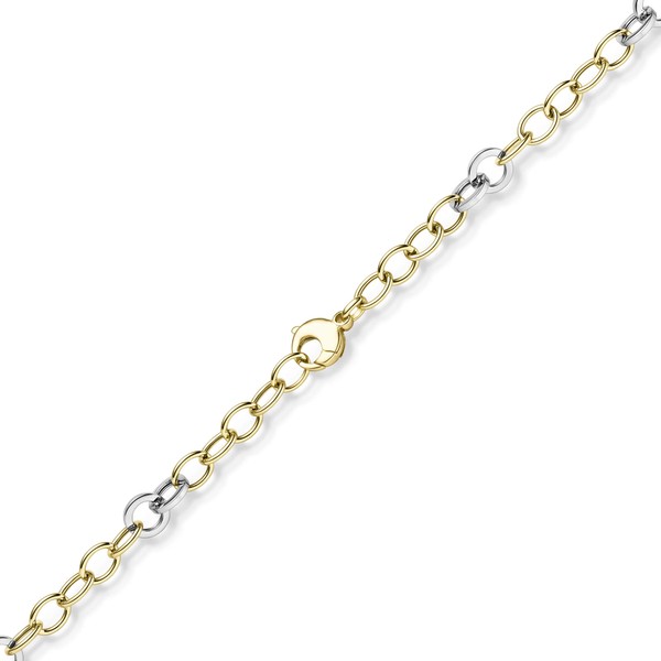 9.5mm Ringel-Kette Collier aus 585 Gold gelb weiß 45cm