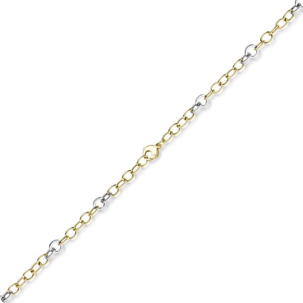 9.5mm Ringel-Kette Collier aus 585 Gold gelb weiß 50cm
