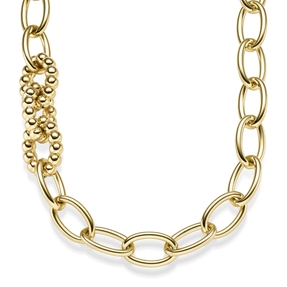 16,5mm Phantasie-Kette 3 Kettenglieder mit Kügelchen 585 Gold Gelbgold 60cm