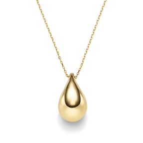 Collier Halskette mit Anhänger Tropfen 20x12mm 585 Gold Gelbgold 45cm glänzend