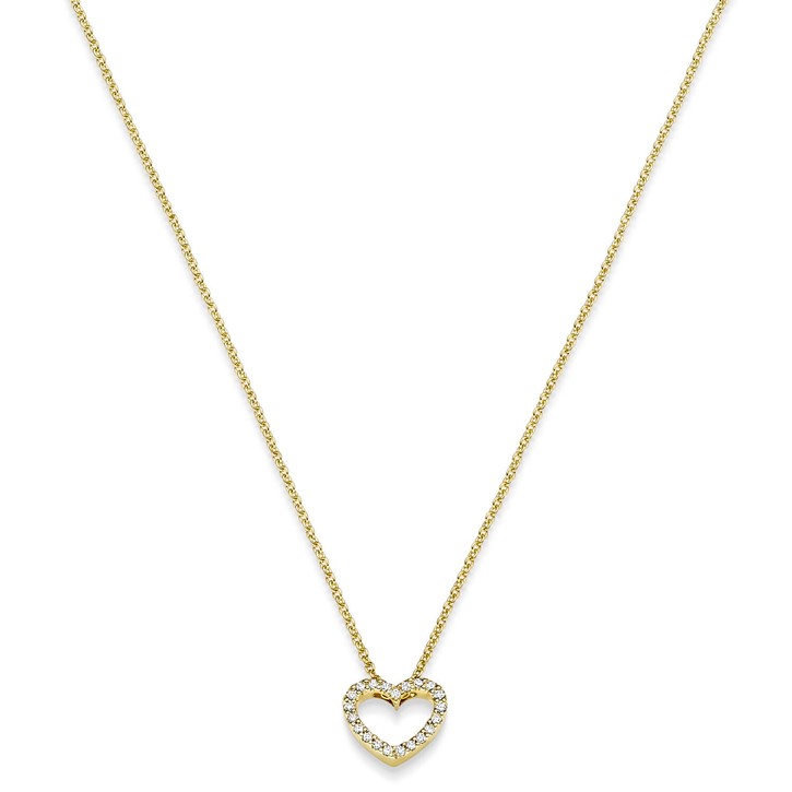 Collier Herz aus 750 Gelbgold mit 21 Diamanten 0.05 ct 42cm