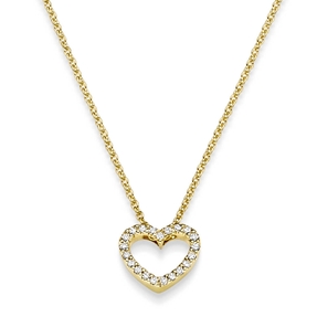 Collier Herz aus 750 Gold Gelbgold mit 21 Diamant-Brillanten 0,05 ct. TW-SI 42cm Collier Herz aus 750 Gold Gelbgold mit 21 Diamant-Brillanten 0,05 ct. TW-SI 42cm