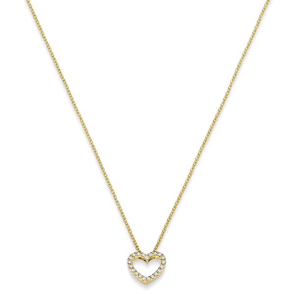 Collier Herz aus 750 Gelbgold mit 21 Diamanten 0.05 ct 42cm