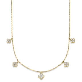 Collier 750 Gelbgold Kleeblat Blumen 25 Diamant-Brillanten 0,70 ct. TW-SI, 45cm Collier 750 Gelbgold Kleeblat Blumen 25 Diamant-Brillanten 0,70 ct. TW-SI, 45cm