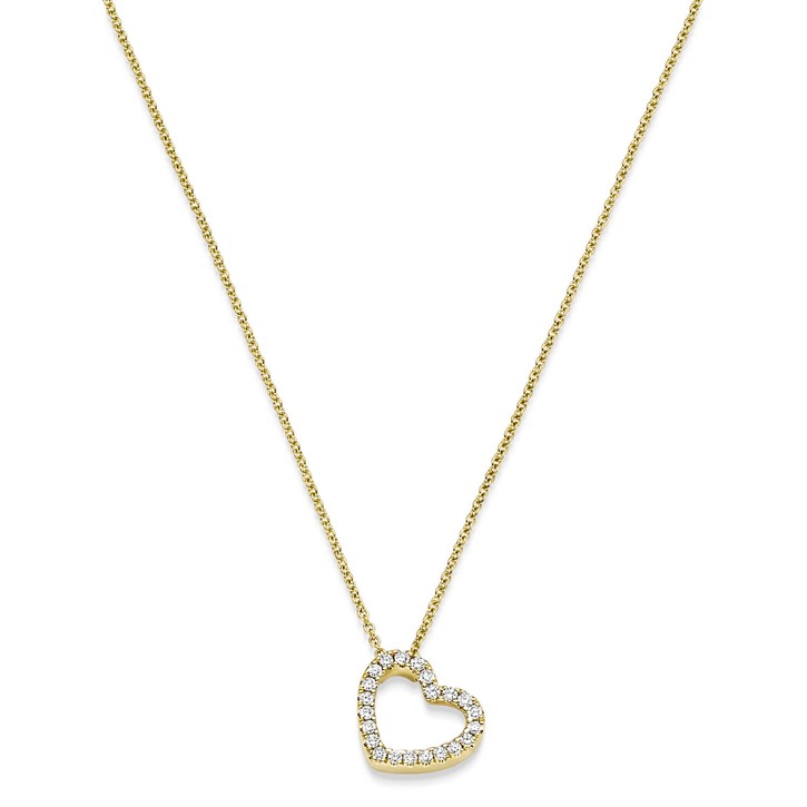 Collier Herz aus 750 Gelbgold mit 22 Diamanten 0.16 ct 42cm