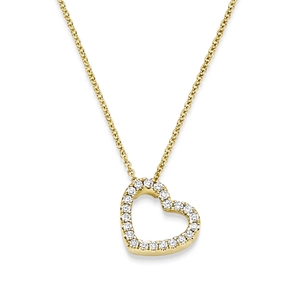 Collier Herz aus 750 Gold Gelbgold mit 22 Diamant-Brillanten 0,16 ct. TW-SI 42cm