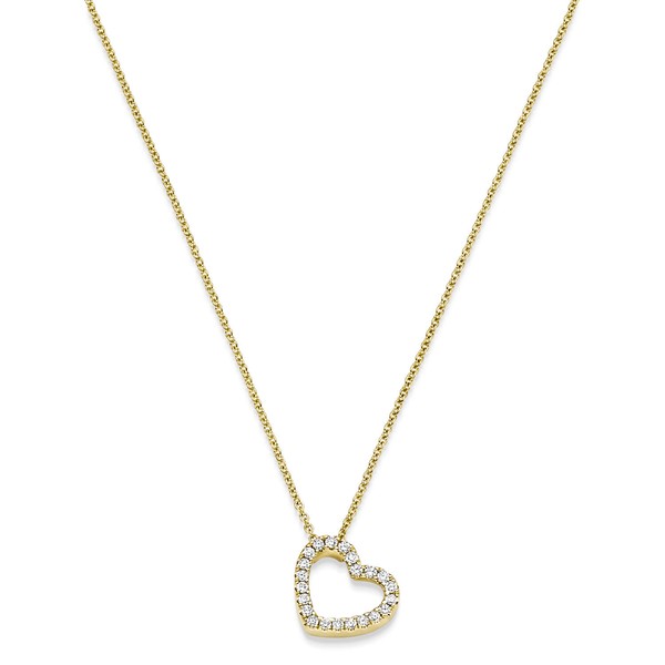 Collier Herz aus 750 Gelbgold mit 22 Diamanten 0.16 ct 42cm