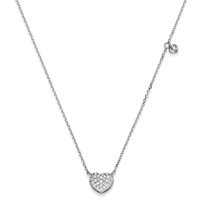 Collier Pavé Herz aus 750 Gold Weißgold 51 Diamant-Brillanten 0,28 ct TW-SI 45cm