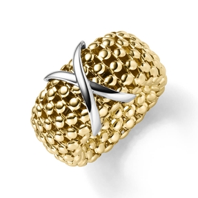 Ring aus 585 Gold gelb/weiß Damenring Fingerring elastisch Himbeer Breite 14mm