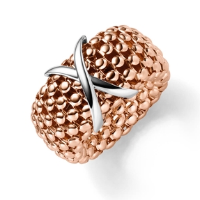 Ring aus 585 Gold weiß/rot Damenring Fingerring elastisch Himbeer Breite 14mm