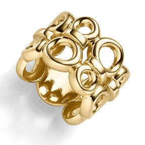 Breiter Ring mit Kreisen 585 Gold Gelbgold glänzend Breite 19mm