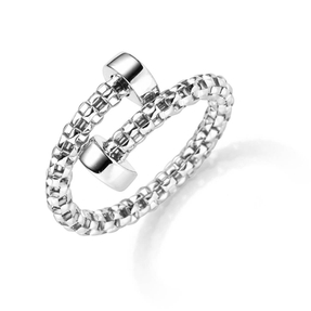 Ring Fingerring aus 585 Gold Weißgold strukturiert offen Breite 3mm