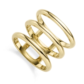 Breiter Ring 3-reihig aus 585 Gold Gelbgold glänzend Breite 16mm Goldring