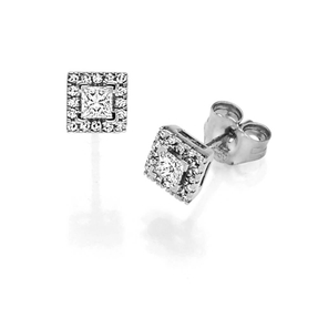 Paar Ohrstecker quadratisch 750 Weißgold 34 Diamant-Brillanten 0,30 ct. TW-SI Paar Ohrstecker quadratisch 750 Weißgold 34 Diamant-Brillanten 0,30 ct. TW-SI