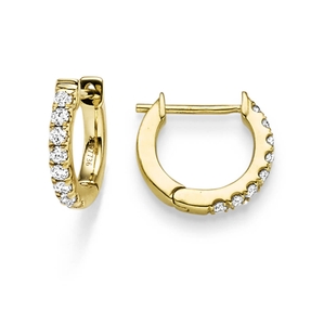 Paar Creolen aus 585 Gold Gelbgold mit 16 Diamant-Brillanten 0,25 ct. TW-SI