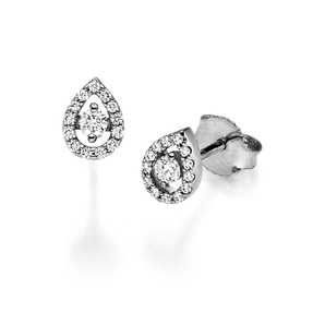 Paar Ohrstecker Tropfen 750 Gold Weißgold 28 Diamant-Brillanten 0,19 ct. TW-SI Paar Ohrstecker Tropfen 750 Gold Weißgold 28 Diamant-Brillanten 0,19 ct. TW-SI
