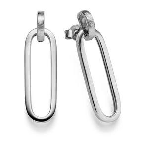 Paar Ohrringe 33,5x9,5mm Paper-Clip 585 Gold Weißgold Ohrhänger Ohrschmuck