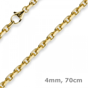 4mm Kette Collier Ankerkette aus 750 Gold Gelbgold 70cm Herren Goldkette