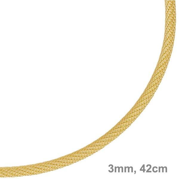 3mm Strickcollier 750 Gelbgold 42cm