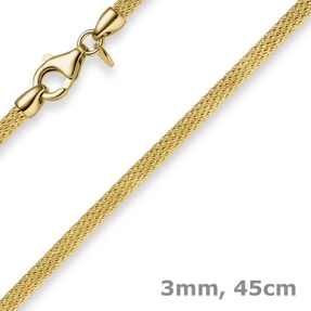 3mm Strickcollier Kette Halsreif 750 Gold Gelbgold 45cm Damen Goldkette