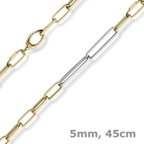 5mm Phantasie Kette Collier aus 585 Gold Gelbgold Weißgold vierkant 45cm