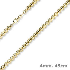 4mm Kette Collier Kugelkette diamantiert aus 585 Gold Gelbgold 45cm 4mm Kette Collier Kugelkette diamantiert aus 585 Gold Gelbgold 45cm