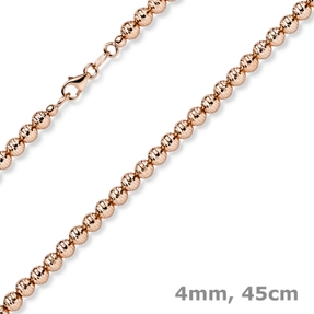 4mm Kette Collier Kugelkette diamantiert aus 585 Gold Rotgold 45cm