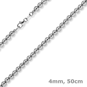 4mm Kette Collier Kugelkette diamantiert aus 585 Gold Weißgold 50cm