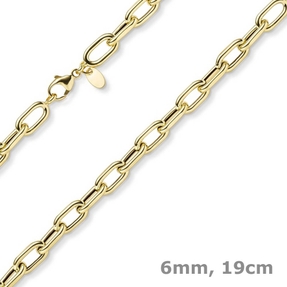 6mm Armband Phantasiekette Weitanker-Kette aus 585 Gold Gelbgold 19cm