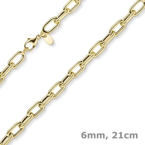 6mm Armband Phantasiekette Weitanker-Kette aus 585 Gold Gelbgold 21cm