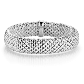 14mm Armband Armreif Armschmuck elastisch aus 750 Gold Weißgold strukturiert