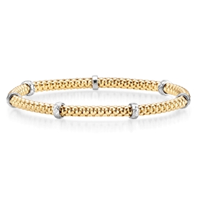 4mm Himbeer-Armband mit Rollo elastisch 585 Gold Gelbgold Weißgold stretch
