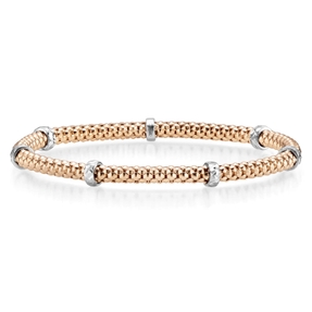 4mm Himbeer-Armband mit Rollo elastisch 585 Gold Weißgold Rotgold stretch